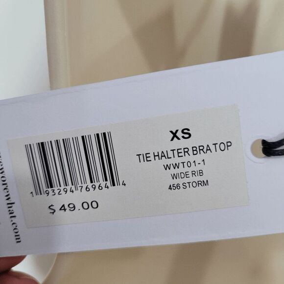 WeWoreWhat Blue Storm Wide Rib The Halter Bra Top X-Small - Picture 5 of 6